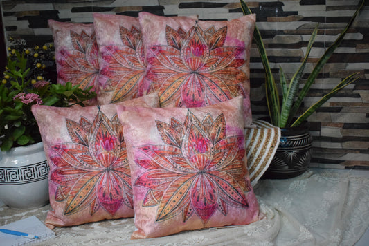 Lai Decore Velvet Cushion Cover Velvet Cushion Cover 16 Inch X 16 Inch, Colour Pink, 1 Piece