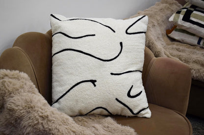 LAI Decore Aari Embroidery Cotton Cushion Cover - Home Decor, Cushion Covers 20 Inch X 20 Inch, Square Cushions for Sofa Bed Chair Table Diwan Couch Birthday Wedding Gift, Color Off White, Set of 1