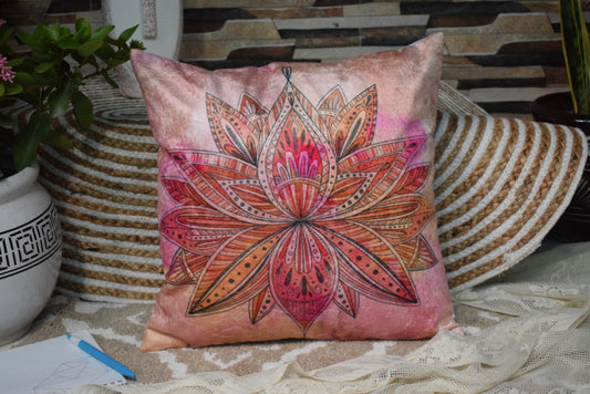 Lai Decore Velvet Cushion Cover Velvet Cushion Cover 16 Inch X 16 Inch, Colour Pink, 1 Piece