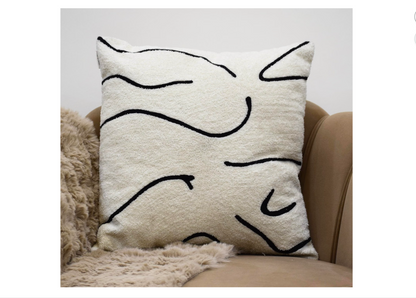 LAI Decore Aari Embroidery Cotton Cushion Cover - Home Decor, Cushion Covers 20 Inch X 20 Inch, Square Cushions for Sofa Bed Chair Table Diwan Couch Birthday Wedding Gift, Color Off White, Set of 1