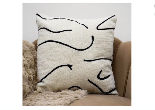 LAI Decore Aari Embroidery Cotton Cushion Cover - Home Decor, Cushion Covers 20 Inch X 20 Inch, Square Cushions for Sofa Bed Chair Table Diwan Couch Birthday Wedding Gift, Color Off White, Set of 1